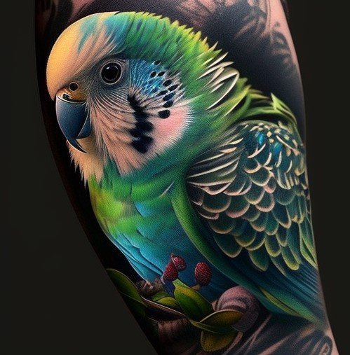 budgie tattoo on arm